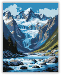  Alaszkai Gleccser a Hegyek Között - számfestő készlet