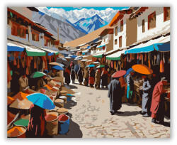  Ladakhi Piac Színes Forgatagban - számfestő készlet
