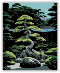  Japán Kert Bonsai Fákkal - számfestő készlet