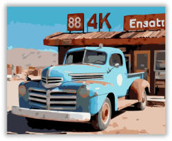  Vintage Vontatóautó a Sivatagi Benzinkútnál - számfestő készlet