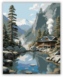 Számfestő Hegyi Onsen Fenyőkkel - számfestő készlet (crea7004)