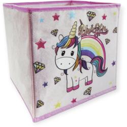  Szivárvány tárolódoboz egyszarvúval - rózsaszín, 25×25×25 cm (1227665)