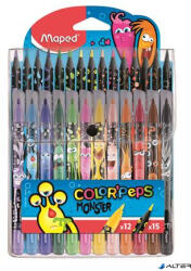 Maped Filctoll és színes ceruza készlet, MAPED "Color'Peps Monster" 12+15 különböző szín (984718) - alter