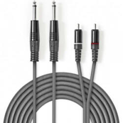 Nedis COTH23320GY30 sztereó audiokábel 2 db 6, 35 mm-es Dugasz - 2 db RCA-dugasz 3, 0m szürke
