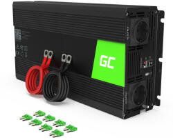 Green Cell INV19 Autós Inverter 24 V-ról 230 V-ra Feszültség Növelő 1500 W/3000 W Tiszta Szinuszhullám Buszhoz, Kamionhoz, Teherautóhoz