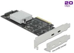 Delock PCI Express x8 Kártya - 2 x külső SuperSpeed USB 20 Gbps (USB 3.2 Gen 2x2) USB Type-C hüvely (89009) - pepita