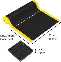 Notrax® 979 Saddle Trax - Prémium fáradtsággátló szőnyeg vibrációelnyelővel - Fekete/sárga Méret: 91cm x linm