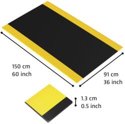 Notrax® 413 Gripper Sof-Tred - Fáradásgátló szőnyeg Dyna-Shield réteggel és hosszanti bordamintával - Fekete/sárga Méret: 91cm x 150cm