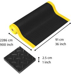 Notrax® 979 Saddle Trax - Prémium fáradtsággátló szőnyeg vibrációelnyelővel - Fekete/sárga Méret: 91cm x 22, 8m