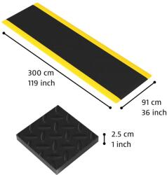 Notrax® 979 Saddle Trax - Prémium fáradtsággátló szőnyeg vibrációelnyelővel - Fekete/sárga Méret: 91cm x 300cm