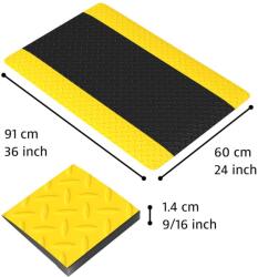 Notrax® 479 Cushion Trax - Fáradásgátló szőnyeg gyémánt mintával - Fekete/sárga Méret: 60cm x 91cm