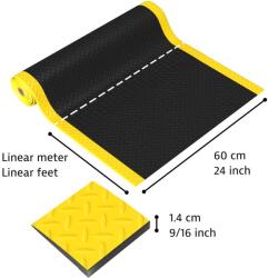 Notrax® 479 Cushion Trax - Fáradásgátló szőnyeg gyémánt mintával - Fekete/sárga Méret: 60cm x linm