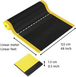 Notrax® 413 Gripper Sof-Tred - Fáradásgátló szőnyeg Dyna-Shield réteggel és hosszanti bordamintával - Fekete/sárga Méret: 122cm x linm