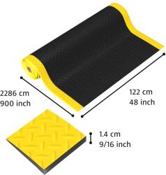 Notrax® 479 Cushion Trax - Fáradásgátló szőnyeg gyémánt mintával - Fekete/sárga Méret: 122cm x 22.8m