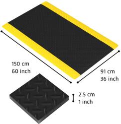 Notrax® 979 Saddle Trax - Prémium fáradtsággátló szőnyeg vibrációelnyelővel - Fekete/sárga Méret: 91cm x 150cm