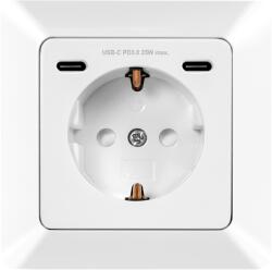 LogiLink Prelungitor PRIZA LOGILINK, pentru perete, Schuko x 1, 2xUSB-C PD 25W , 230V AC, 50 Hz, 16A, protectie IP20, adancime 29.5mm, alb, "PA0331" (timbru verde 0.18 lei) (PA0331)