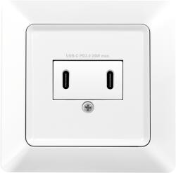 LogiLink Prelungitor PRIZA LOGILINK, pentru perete, Schuko x 1, 2xUSB-C PD 25W , 230V AC, 50 Hz, 16A, protectie IP20, adancime 35mm, alb, "PA0332" (timbru verde 0.18 lei) (PA0332)