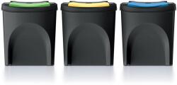 Prosperplast SORTIBOX 3 x 25 l hulladékgyűjtő , újrahasznosítható fekete (IKWB25S3-S411) - epenta