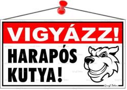  Információs tábla, 22, 5x12, 5 cm, "Vigyázz! Harapós kutya! (LUIN033) - iroda24