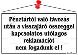  Információs tábla, 22, 5x12, 5 cm, Pénztártól való távozás után… , fehér (LUIN030)