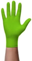  Védőkesztyű, egyszer használatos, nitril, L méret, 50 db, púder nélküli, gyémánt textúrált megerősített, zöld (MED254) - primatinta