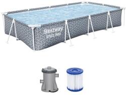 Bestway Steel Pro Frame téglalap alakú medence, fém kerettel és pumpával, 366 x 201 x 66 cm