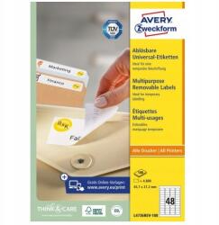 Avery-Zweckform Etikett címkék fehér 45, 7x21, 2mm (100 lap= 4800 címke) L4736REV-100 Avery Z (L4736REV-100)