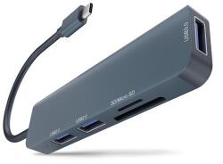 Newell HUN 5 in 1 USB-C univerzális elosztó, 2 db USB 2.0 + 1 db UDB 3.0 + SD + micro kártya olvasó, plug / play NL3604 (NL3604)