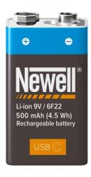 Newell 9V - os akkumulátor, USB-C port, 500 mAh, 6F22, USB-A/USB-C kábel tartozék, 40 hónap garancia, 1200 töltés NL3465 (NL3465)
