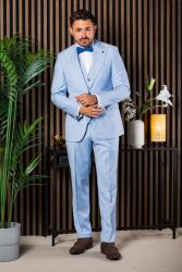 Elite Fashion Vízkék háromrészes slim Öltöny - 52 ( m-l )