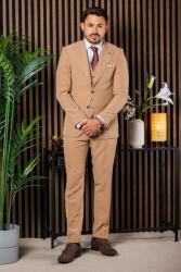 Elite Fashion Camel háromrészes slim Öltöny - 56 ( xl )