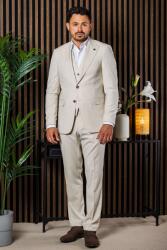 Elite Fashion Naturbézs háromrészes slim Öltöny - 50 ( m )
