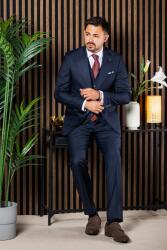 Elite Fashion Sötétkék háromrészes slim Öltöny - 58 ( xl - xxl ) - elitedivat - 129 990 Ft