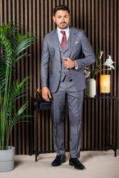 Elite Fashion Galambszürke háromrészes slim Öltöny - 50 ( m )