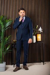 Elite Fashion Sötétkék háromrészes slim Öltöny - elitedivat - 120 990 Ft