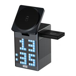 Newell induOne MagPlay 3 in 1 töltőállomás + hangszóró + óra, 3 eszköz töltés, LED kijelző, RGB, animációs lehetőségek NL4612 (NL4612)