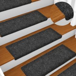 vidaXL 15 db tűvel lyuggatott szürke szövet lépcsőszőnyeg 65x21x4 cm (134562)