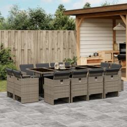 vidaXL 13 részes szürke polyrattan kerti ülőgarnitúra párnákkal (3210680) - vidaxl