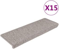 vidaXL 15 db szizál hatású ezüstszínű öntapadó lépcsőszőnyeg 65x21x4cm (326883)