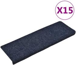 vidaXL 15 db tűvel lyuggatott kék szövet lépcsőszőnyeg 65x21x4 cm (134566)