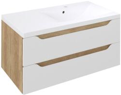 SAPHO WAVE II mosdótartó szekrény, 2 fiókkal, pipererendezővel, jobbos, 90x45x48cm, fehér (WA093-3022) (WA093-3022)