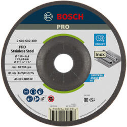 Bosch PRO hajlított csiszolótárcsa, nagyolótárcsa 150x6x22, 23 mm, inoxhoz (2608602489)