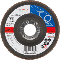 Bosch X551 legyezőtárcsa fémhez, kúpos üvegszövet alátéttányér, Zirkon 115mm, 22, 23 P60 (2608606753)