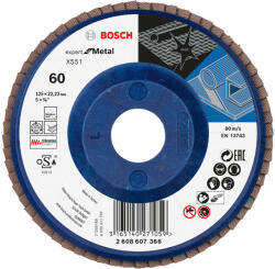 Bosch X551 legyezőtárcsa fémhez, egyenes, műanyag alátéttányér, Zirkon 125mm, G60 (2608607366)