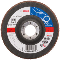 Bosch X551 legyezőtárcsa fémhez, egyenes, üvegszövet alátéttányér, Zirkon 125mm, G80 (2608607355)