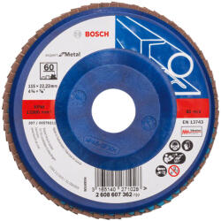Bosch X551 legyezőtárcsa fémhez, egyenes, műanyag alátéttányér, Zirkon 115mm, G60 (2608607362)
