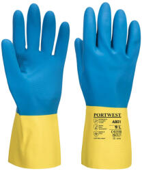 Portwest A801 Duplán Mártott Latex kesztyű Sárga/Kék - S (PW-A801Y4RS)