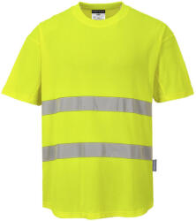 Portwest C394 Hi-Vis pamut póló pamut hálós betétes póló S/S Sárga - XXL (PW-C394YERXXL) - hardtools
