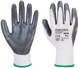 Portwest A310 Flexo Grip nitril kesztyű Szürke/Fehér - XL (PW-A310GRWXL)