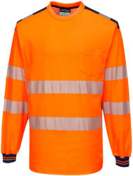 Portwest T185 PW3 Hi-Vis hosszú ujjú póló Narancs/Navy - M (PW-T185ONRM) - hardtools